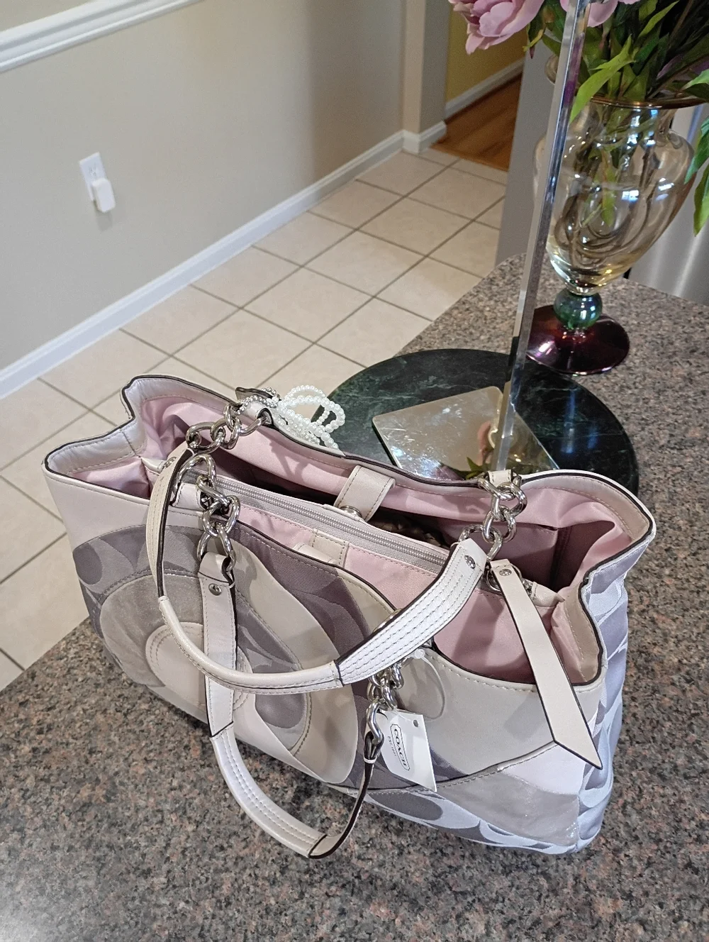 NWT Coach ParchWork Inlaid Shimmer Blush Gray
